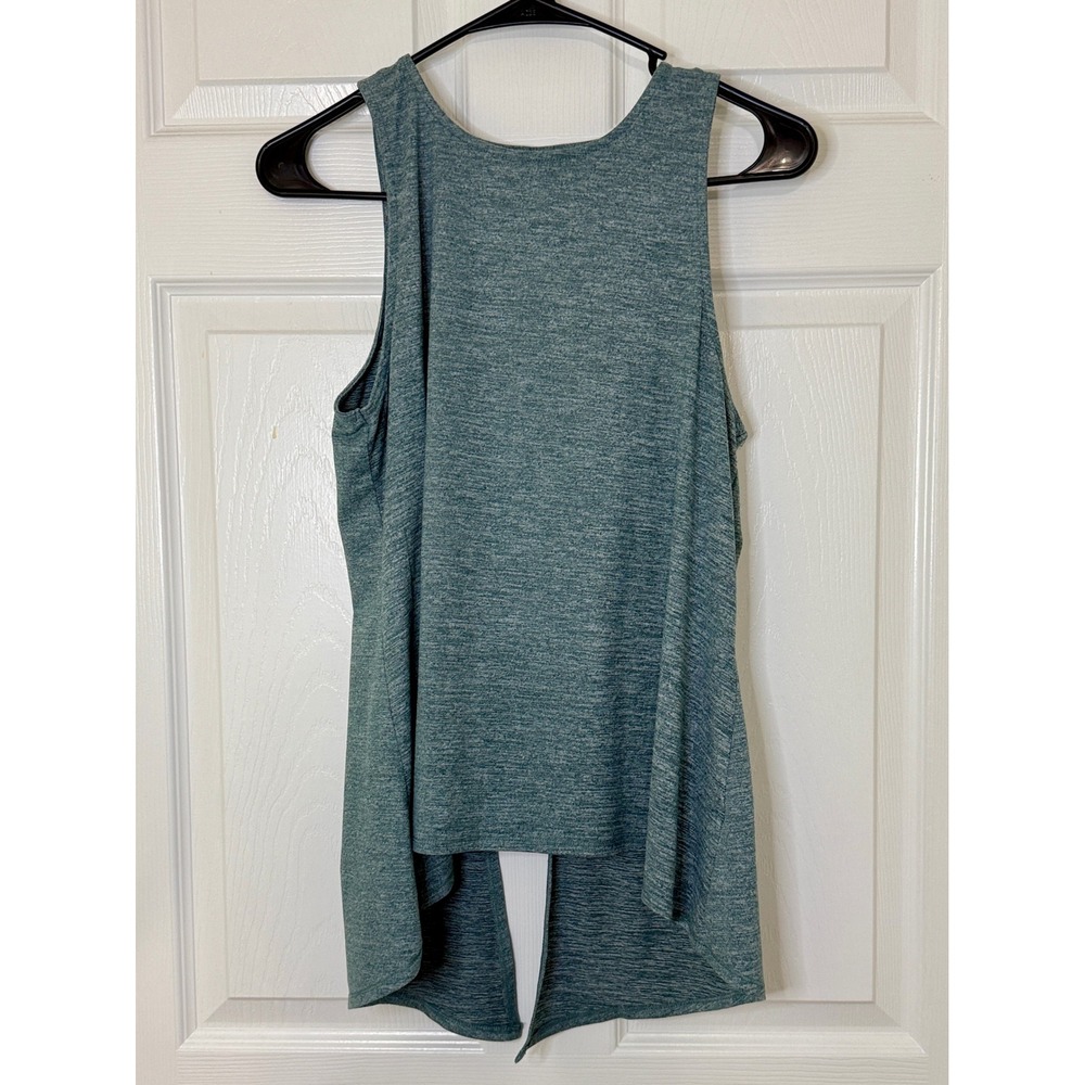 Yogalicious Tank Top Womens Small Teal Gray Open Back Gym Space Dye Active